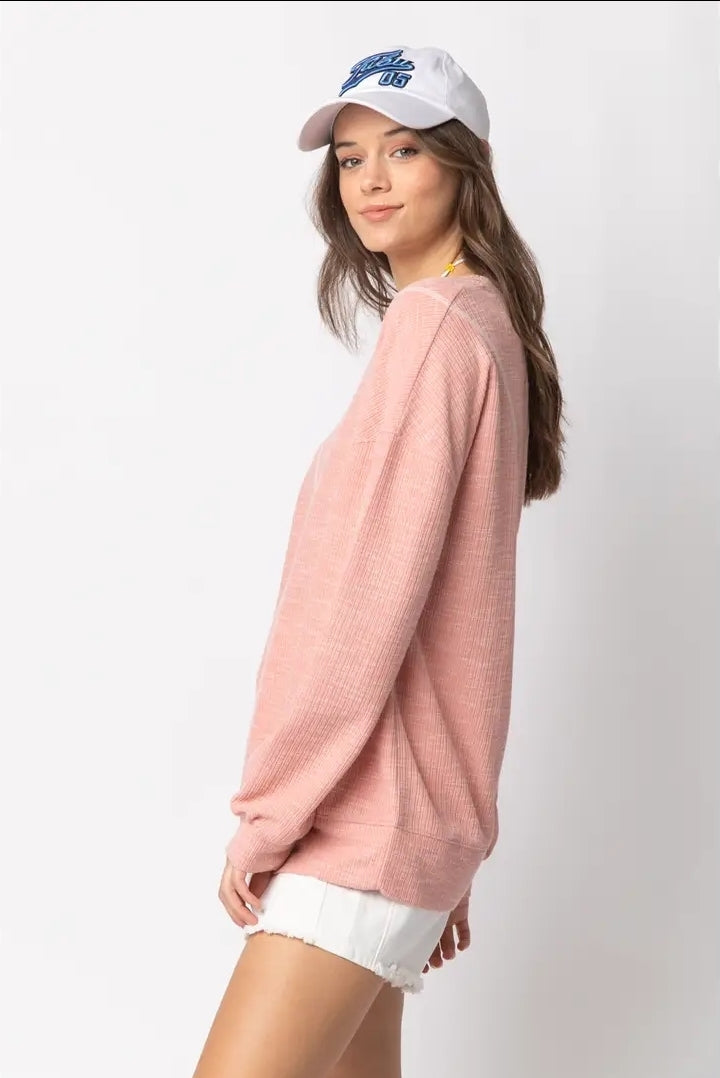 Ribbed Knit V Stitch Top image 4
