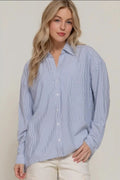 Long Dolman Sleeve Oversized Y/D Stripe Shirt image 0