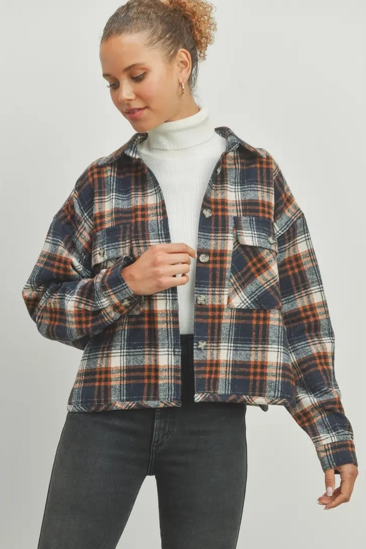 Plaid Crop Fall Shacket image 1