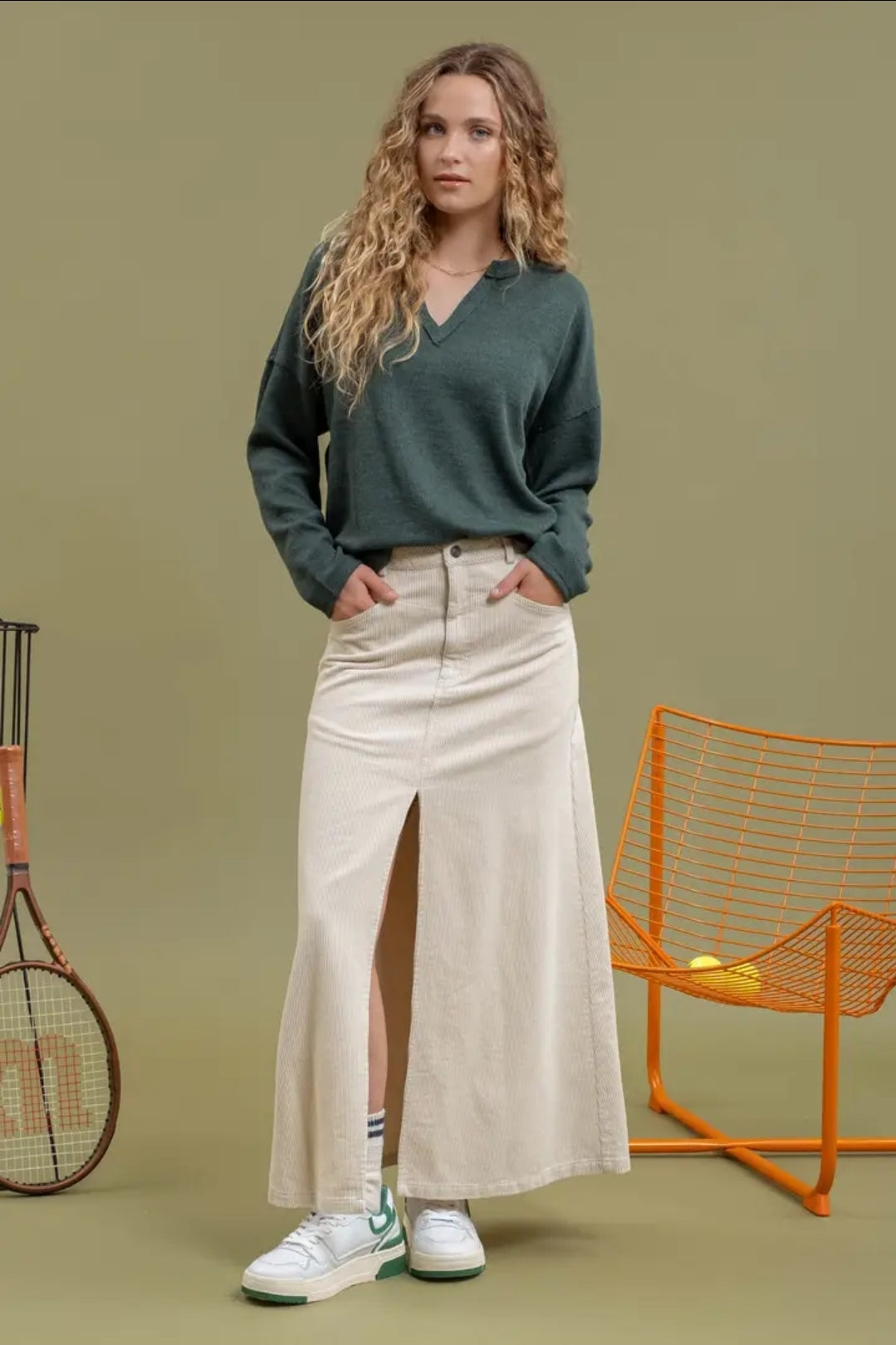 Solid Notch Neck Knit Top image 1