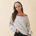 Relaxed Drop Shoulder Fuzzy Knit Pullover image 0