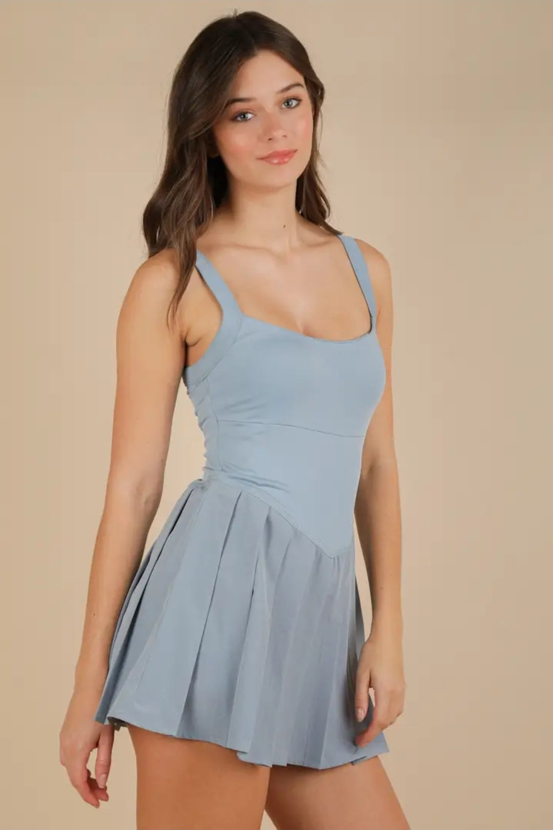 Pleated Skirt Activewear Dress w/ Under Shorts image 3