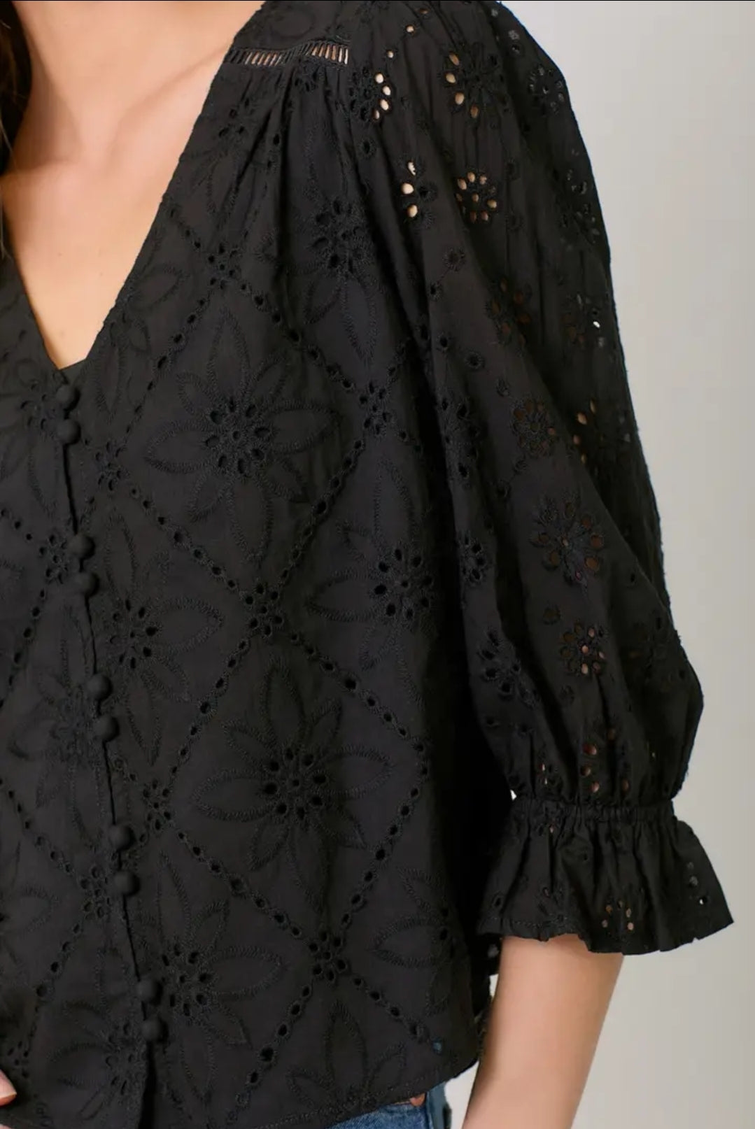 Eyelet Puff Sleeve Top image 4