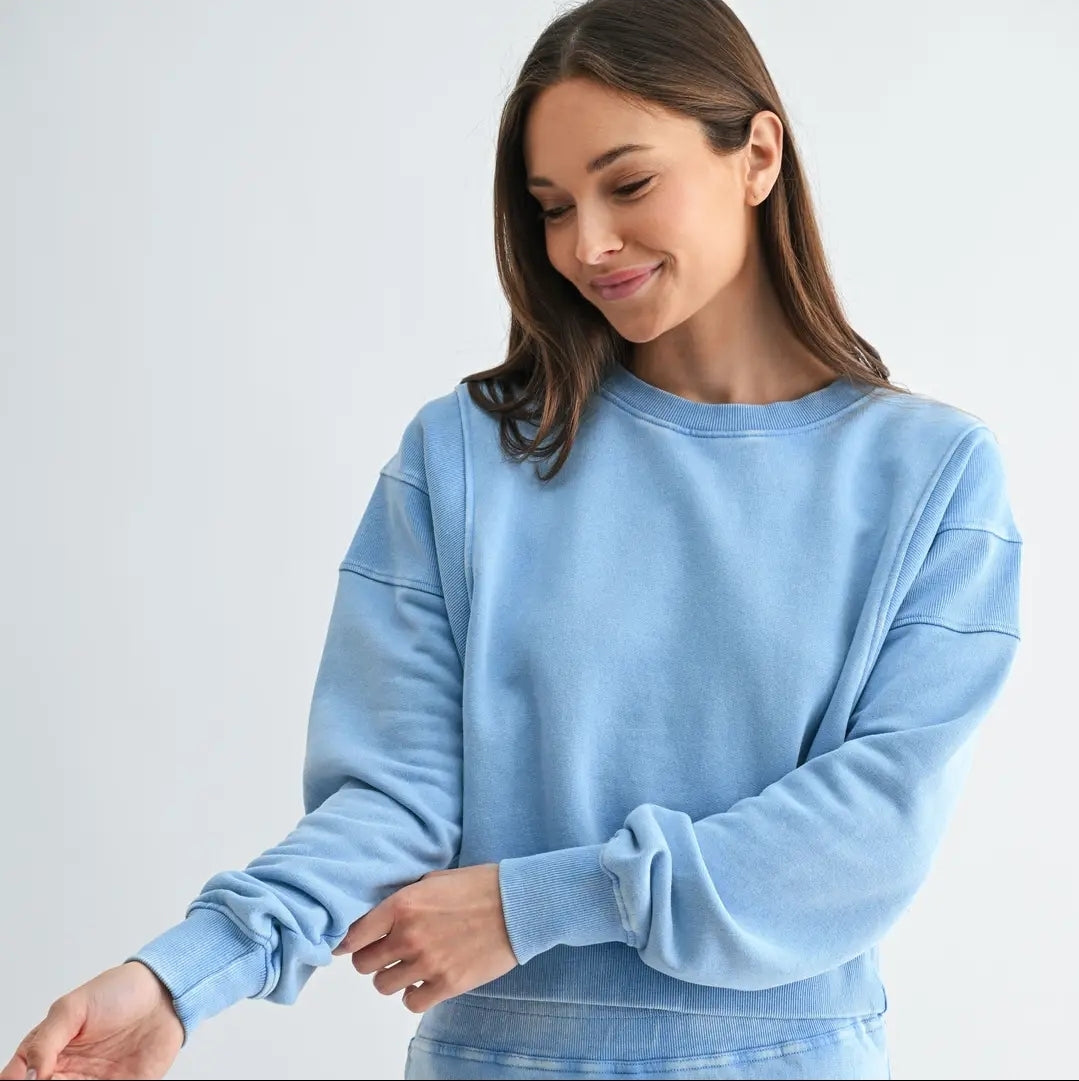 Mineral Wash Luxe Cropped Sweatshirt image 0