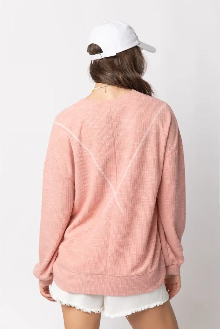 Ribbed Knit V Stitch Top image 5
