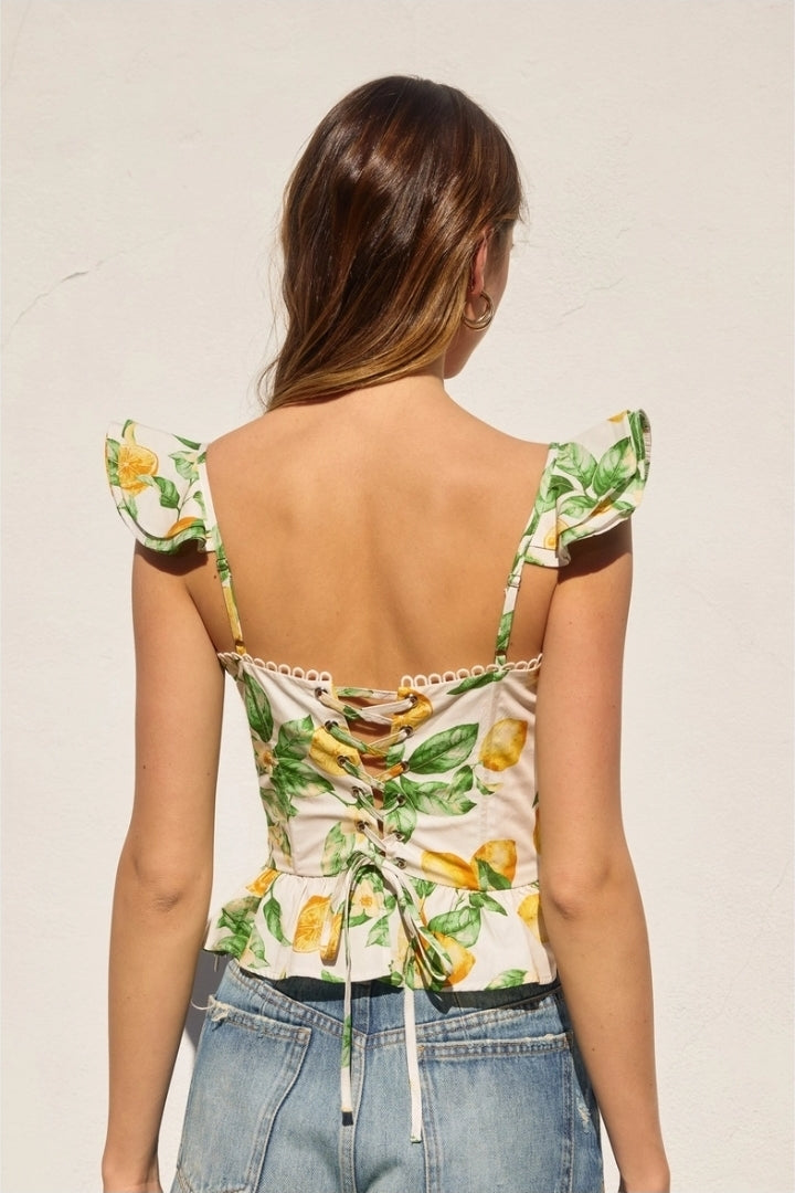 Lemon Corset Flutter Top