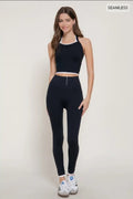 Double Layer Effect Crop Tank Top & Leggings Seamless Set