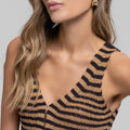 Stripe V Neck Front Hook Sweater Vest
