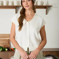 Raw Edge V Neck Sleeveless Knit Cardigan Sweater